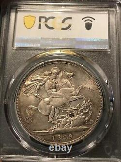 Pcgs Ms61 Grande-bretagne Royaume-uni 1899 Queen Victoria Silver Coin 1 Couronne