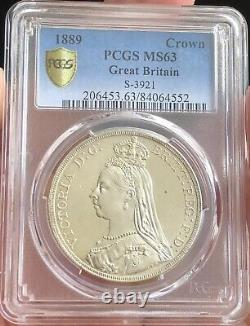 Pcgs Ms63 Grande-bretagne Royaume-uni 1889 Queen Victoria Silver Coin 1 Couronne