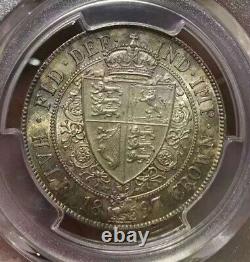 Pcgs Ms66 Grande-bretagne Royaume-uni 1897 Queen Victoria Silver Coin 1/2 Crown Half Crown