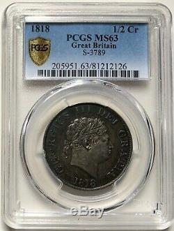 Pcgs-ms63 Grande-bretagne George III 1818 Half Crown Silver Coin