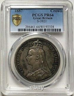 Pcgs-pr64 Grande-bretagne 1887 Victoria Crown Silver Coin