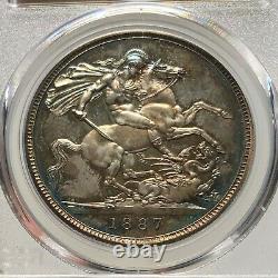 Pcgs-pr64 Grande-bretagne 1887 Victoria Crown Silver Coin
