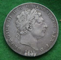 Pièce d'argent de couronne de Grande-Bretagne 1819 LIX Edge King George III #675 VQS Sharp