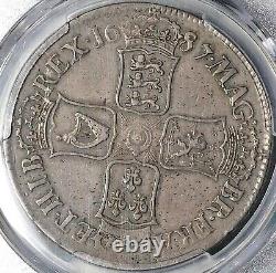 Pièce d'argent en couronne de Grande-Bretagne sous le règne de James II, évaluée PCGS XF 40 (22101602D) en 1687.