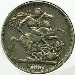 Pièce d'argent rare de Grande-Bretagne 1 Couronne 1887 JK836