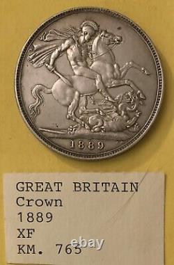 Pièce de monnaie de couronne de Grande-Bretagne de 1889. Argent 925
