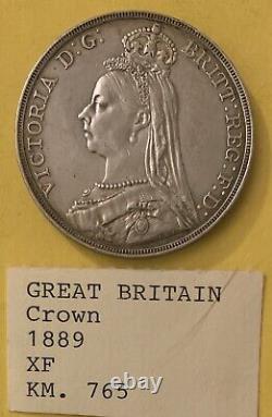 Pièce de monnaie de couronne de Grande-Bretagne de 1889. Argent 925