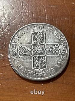 Pièce de monnaie en argent de 1/2 couronne de Grande-Bretagne 1707 E Sexto