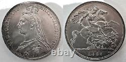 Pièce de monnaie en argent de Grande-Bretagne de 1 couronne de 1888 avec une date large en état AU 50.