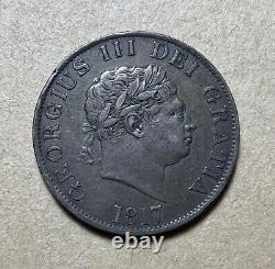 Pièce de monnaie en argent de demi-couronne de Grande-Bretagne du Royaume-Uni de 1817 en excellent état