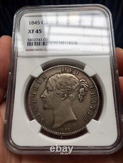 Pièce en argent 1 couronne NGC XF45 Grande-Bretagne 1845 Reine Victoria