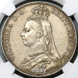 Pièce en argent de Grande-Bretagne de 1889 NGC AU Det Couronne Victoria Dragon Slayer 22070302C