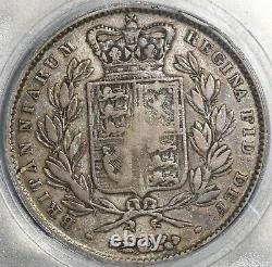 Pièce en argent de Grande-Bretagne de 5 shillings Victoria Crown de 1845, classée ICG F 15 (21053101C)