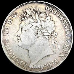 Rare 1821 Grande-bretagne. 925 Couronne D'argent Roi George IV Secundo # 0681