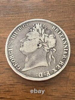 Rare 1821 Uk Grande-bretagne George IV Georgius III Crown Silver Coin