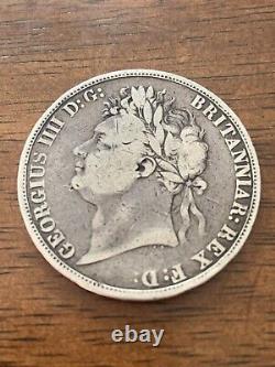 Rare 1821 Uk Grande-bretagne George IV Georgius III Crown Silver Coin