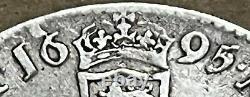 Rare Grande-bretagne Royaume-uni 1695 William III Septimo Silver Crown, 925