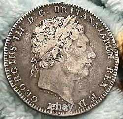Rare Grande-bretagne Royaume-uni 1818 George III LVIII Silver Crown, 925