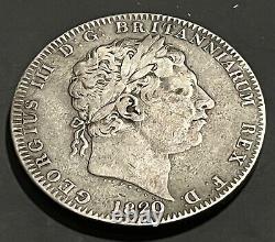 Rare Grande-bretagne Royaume-uni 1820 George III LX Silver Crown, 925
