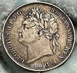 Rare Grande-bretagne Royaume-uni 1822 George IIII IV Segundo Silver Crown, 925