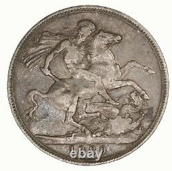 Raw 1889 Great Britain Crown Silver Uk Coin