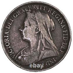 Raw 1896 Grande-bretagne 1 Couronne Non Certifié GB Uk Silver Coin