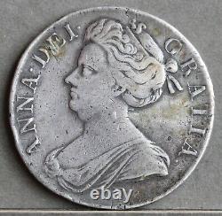 Reine Anne Sterling Silver Crown, 1707 E, Édimbourg Mint. Sexto Edge. Vf+