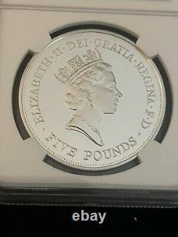 Royaume-uni Grande-bretagne 1990 Silver Proof Crown Queen Mother's 90th Birthday Ngc Pf 69