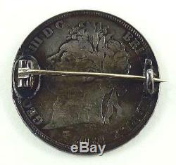 Superbe Roi George IV / IIII 1821 Silver Crown Émaillé Coin Pin
