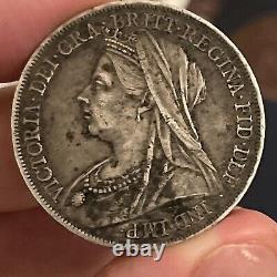Uk Grande-bretagne Big Silver Coin Crown 1899 LXII Km#783 Xf Cond