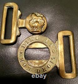 Victorian (1837-1901) British Army Brass Belt Buckle, Victorian Crown, Royaume-uni